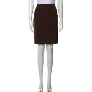 Akris Wool Knee Length Pencil Skirt Size Medium M Brown Career